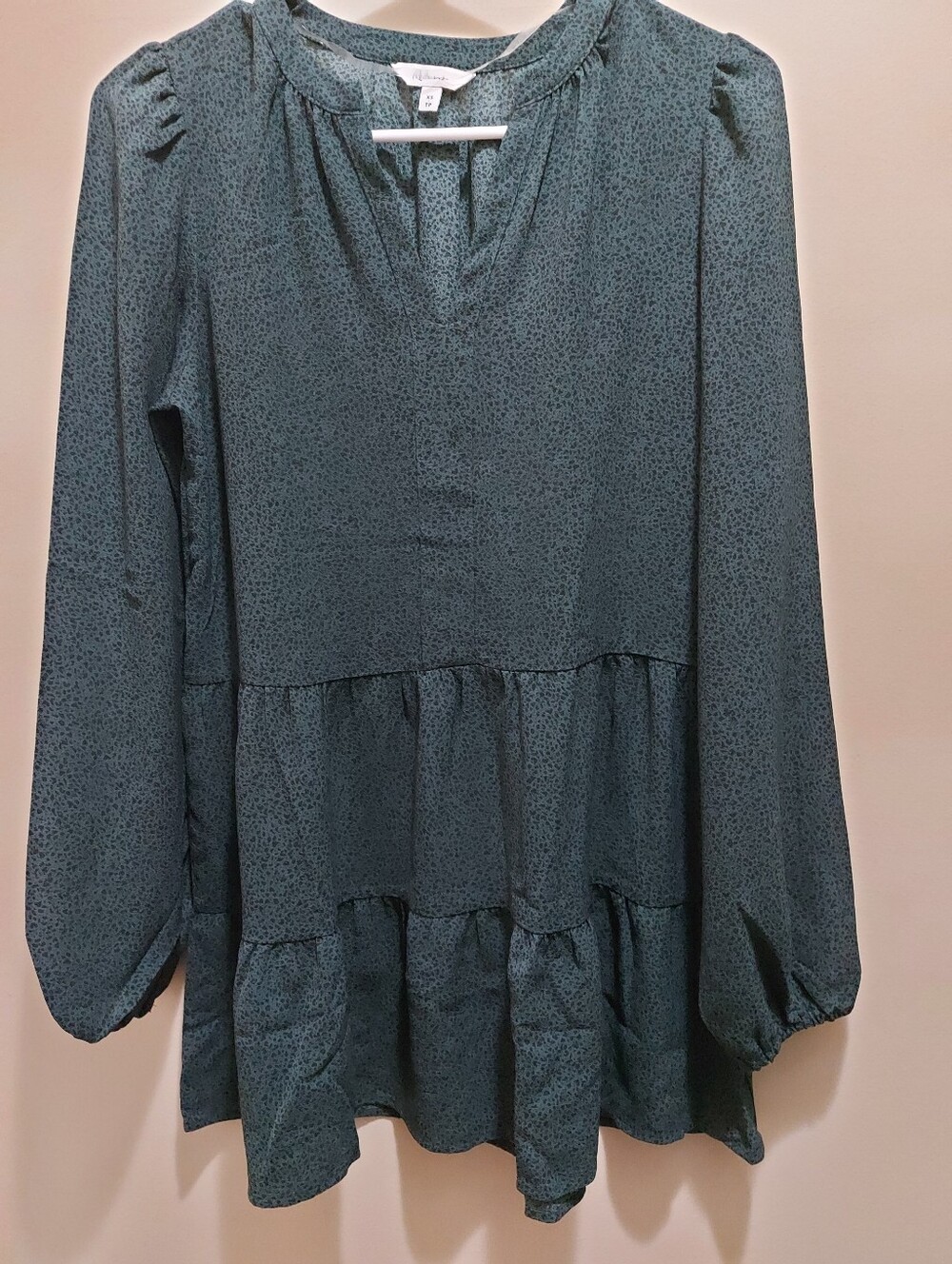 Long-Sleeve Tiered Tunic Top - Turquoise